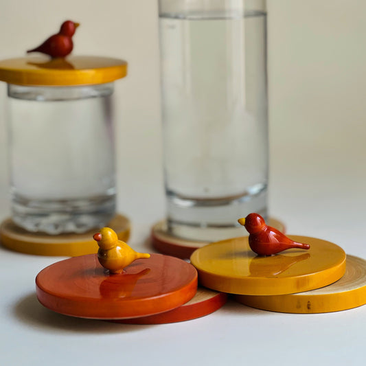 Wooden Lid & Coaster Set