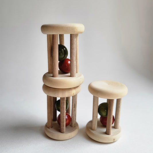 Wooden Mini Rolling Rattle